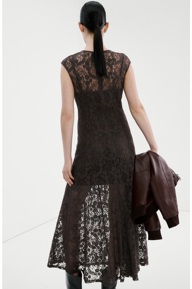 Avenue Lace Midi Dress, Alternate, color, BROWN