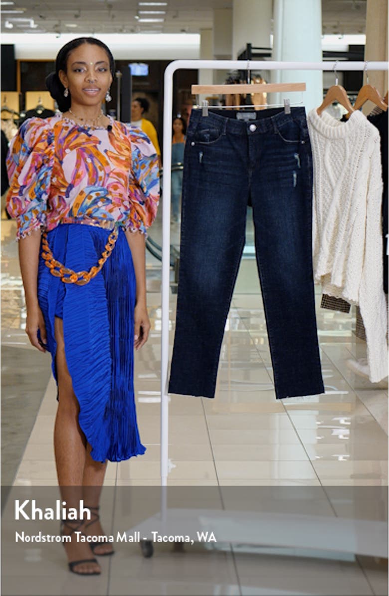 'Ab'Solution High Waist Raw Hem Slim Straight Leg Jeans, sales video thumbnail