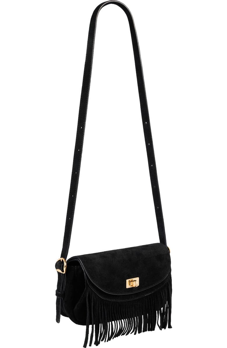 SANDRO Mini Mambo suede bag, Alternate, color, Black