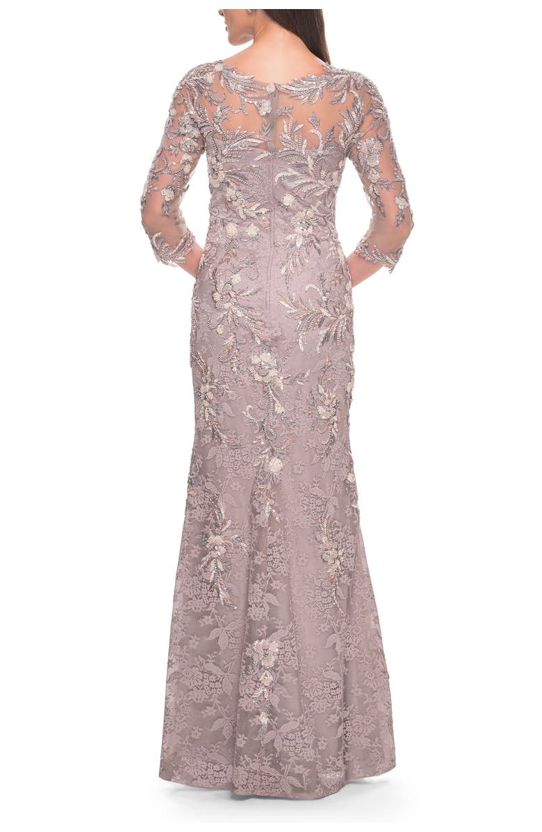 La Femme Stunning Beaded Lace Mother of the Bride Gown, Alternate, color, Dusty Mauve
