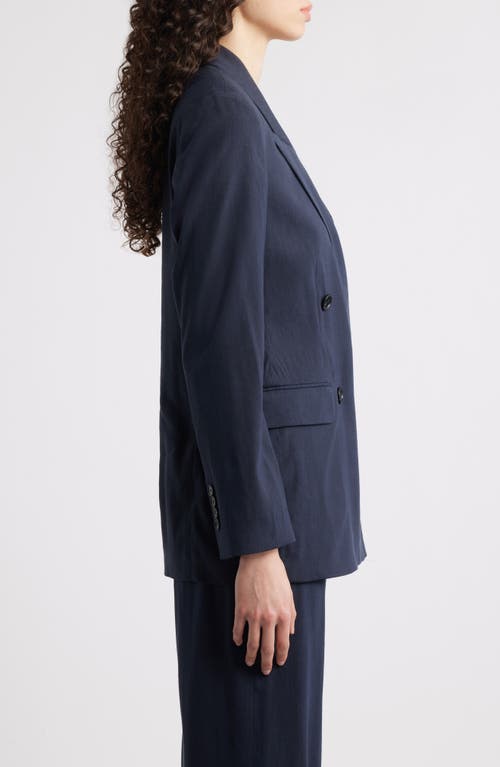 Hugo Boss Boss Jalet Linen Blend Doulbe Breasted Jacket In Sky Captain