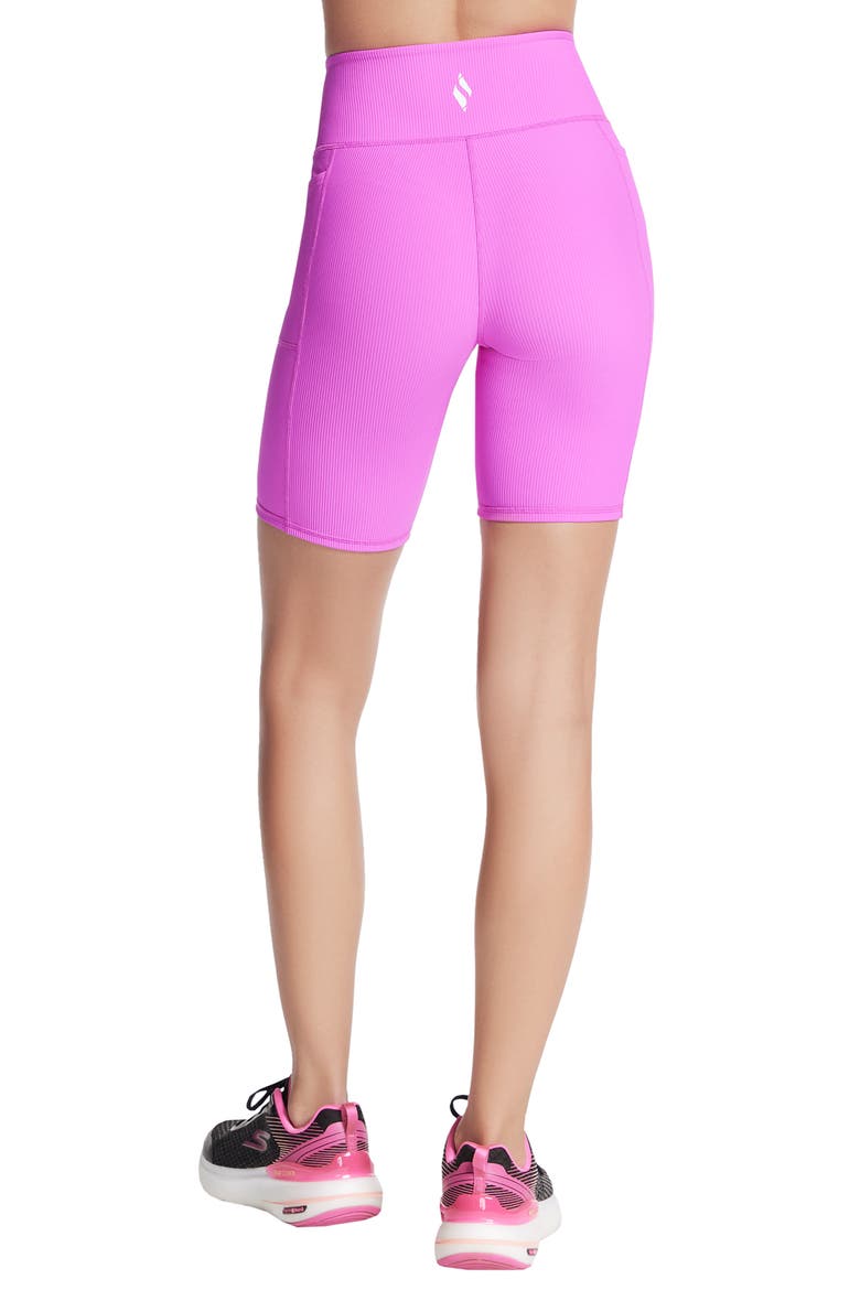 GOFLEX Ribbed High Waist Pocket Bike Shorts, Alternate, color, NEON PINK