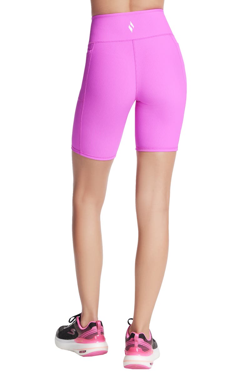 SKECHERS GOFLEX Ribbed High Waist Pocket Bike Shorts, Alternate, color, Neon Pink