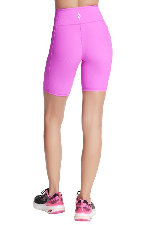 Skechers Goflex Ribbed High Waist Pocket Bike Shorts In Pink