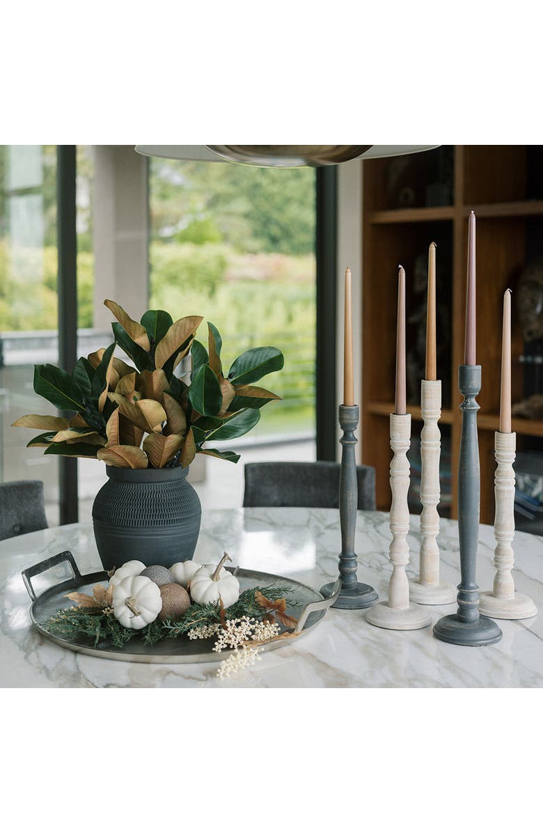 CG Hunter Tapered Candle Holder, White Wood, Alternate, color, White