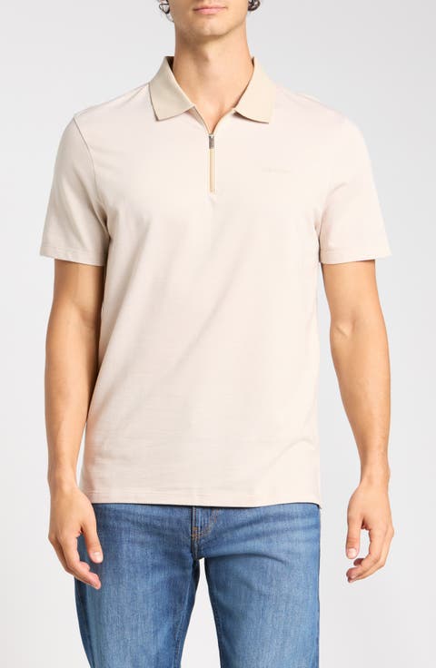 Iconic Herringbone Cotton Zip Polo