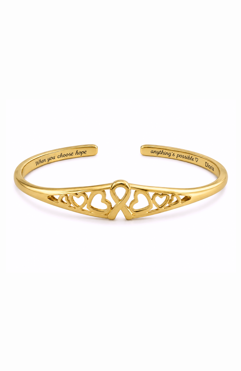 Choose Hope Cancer Awareness Heart Engraved Adjustable Cuff Bracelet