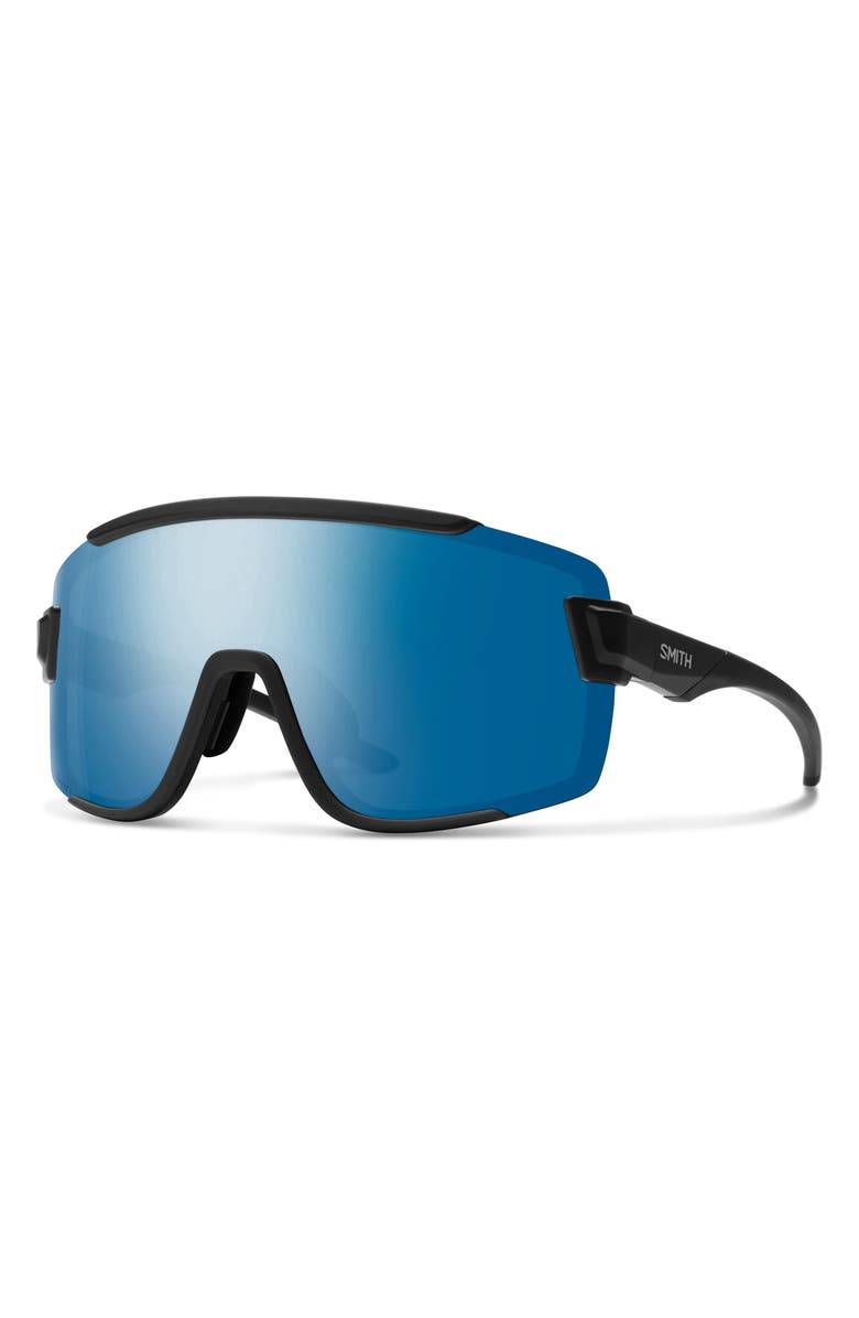 Smith Wildcat 140mm ChromaPop<sup>™</sup> Polarized Shield Snow Goggles, Alternate, color, Matte Black / Blue Mirror