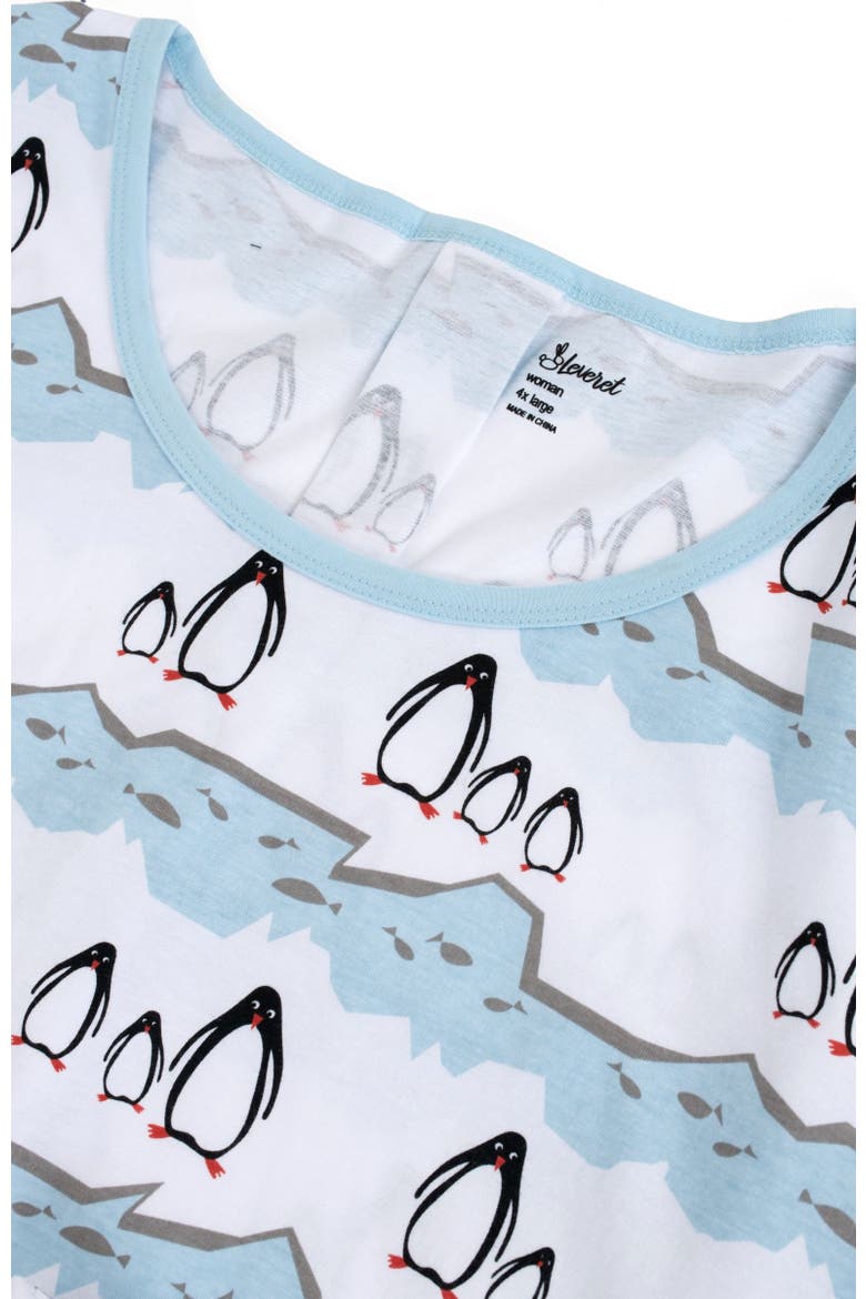 Women's Cotton Matching Family Holiday Pajamas, Reindeer & Moose Prints, Alternate, color, Penguin