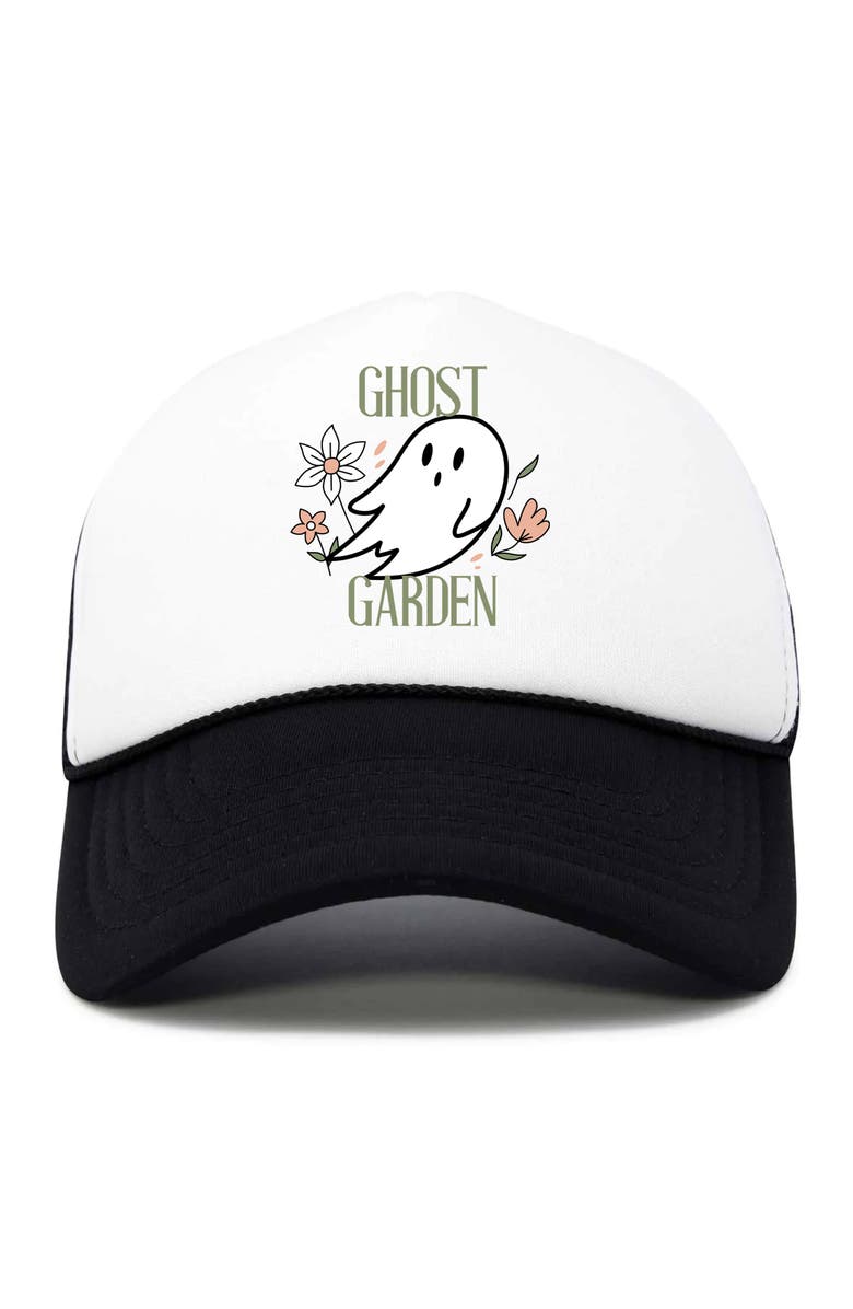 Dalix Ghost Garden Snapback Trucker Hat, Main, color, Black White