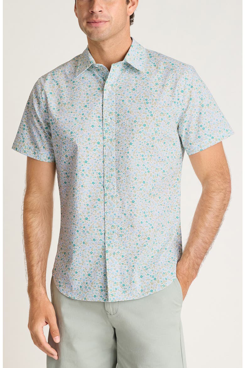 Riviera Short Sleeve Shirt, Main, color, WHITE/ BLUE FLORALS