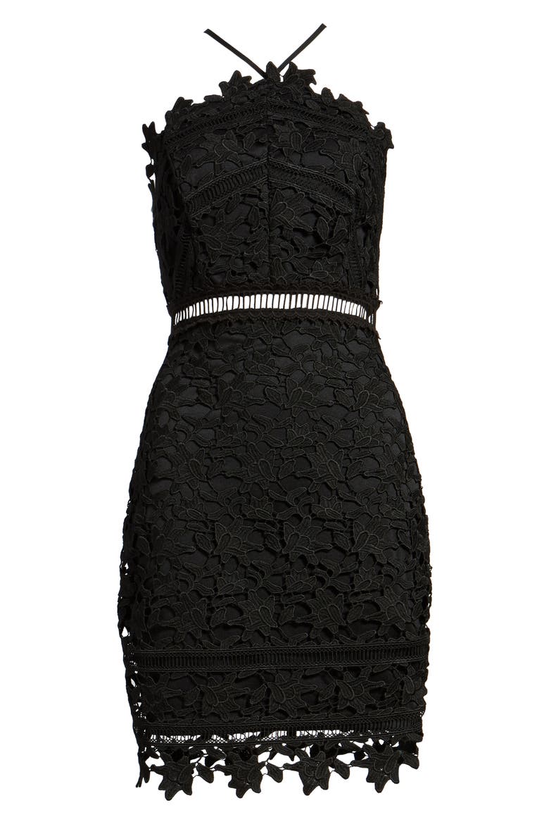 Lace Body-Con Dress, Alternate, color, BLACK