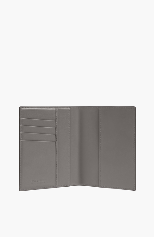 Aviteur Double Calfskin Paglia Di Vienna Weave Passport Holder In Gray