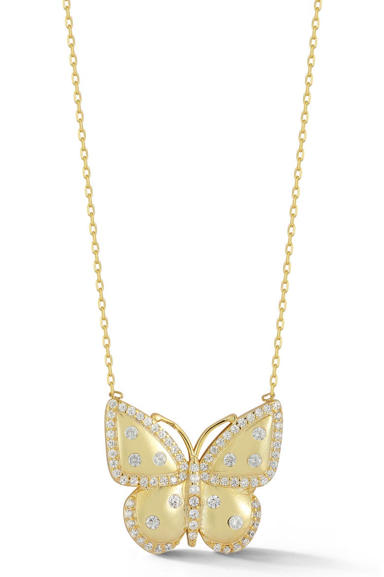 Crystal Butterfly Pendant Necklace, Main, color, GOLD