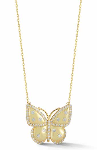 Crystal Butterfly Pendant Necklace