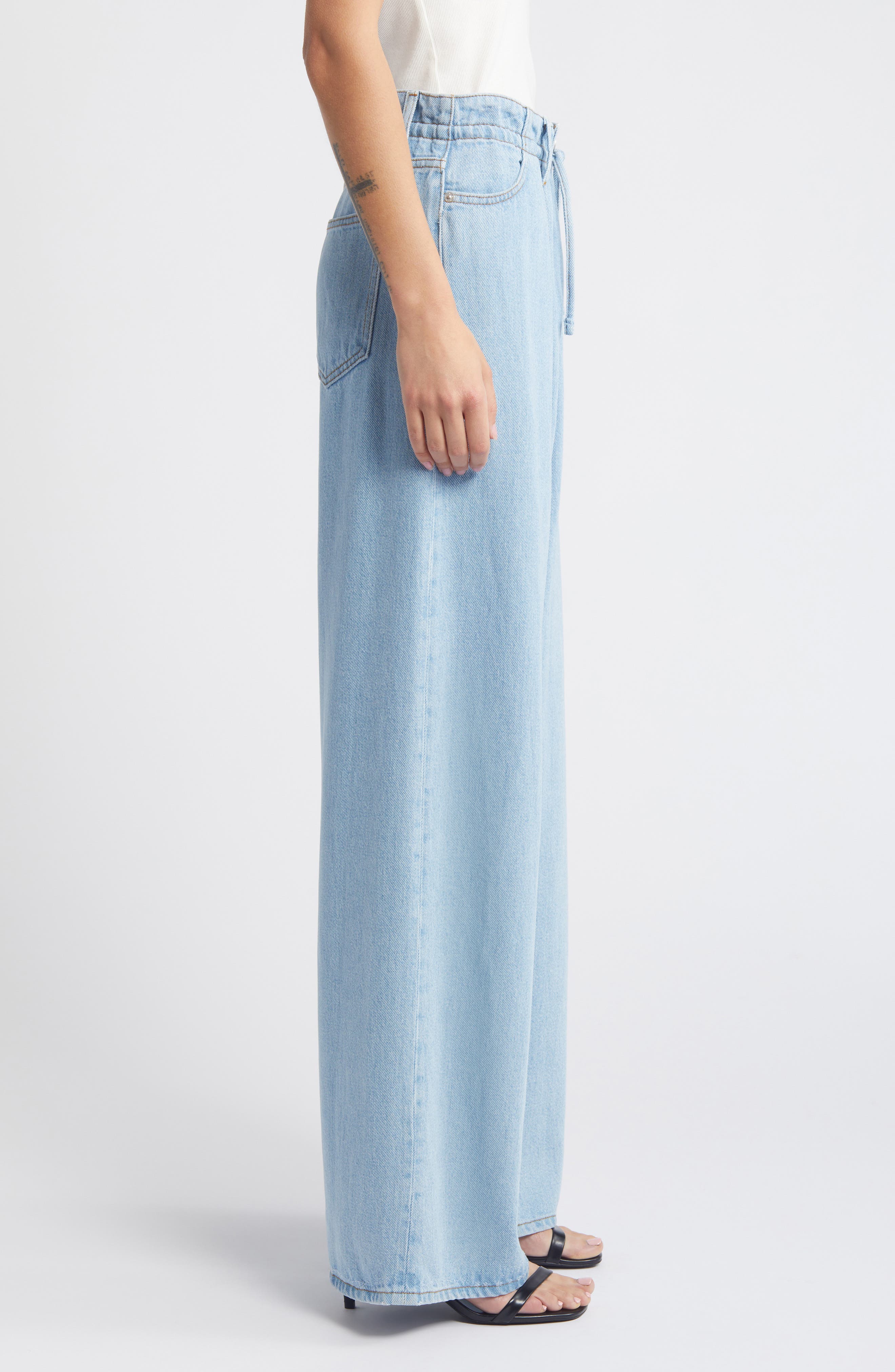 Dusty Blue Knit Tank & Drawstring Wide-Leg Pants Set main image 0