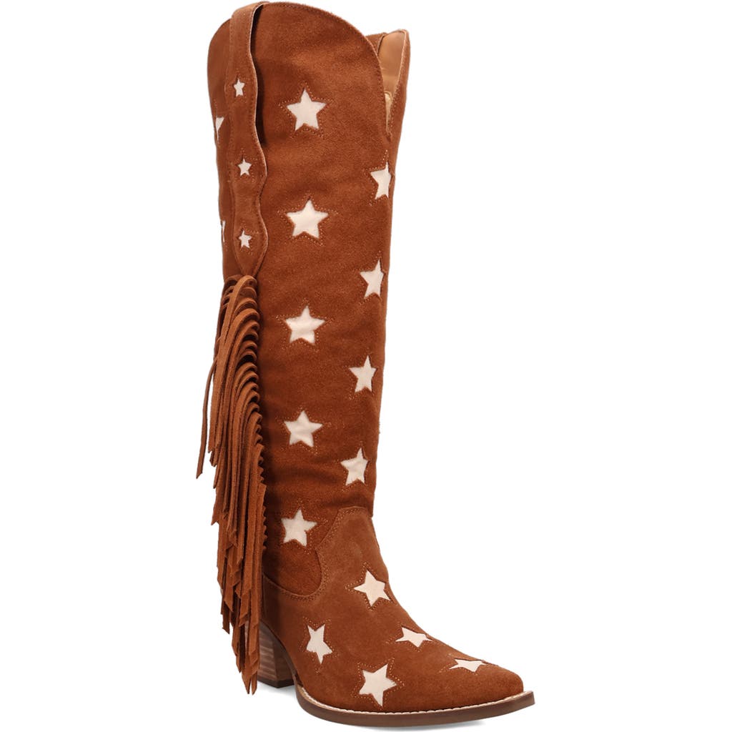 Dingo Super Star Knee High Western Boot In Camel