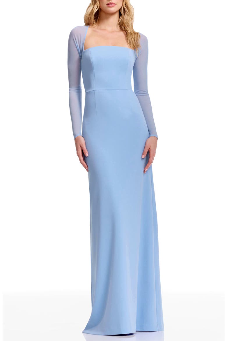 Maxwell Square Neck Long Sleeve Gown, Main, color, SKY