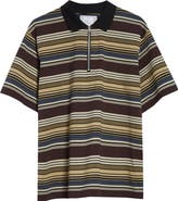 Sacai Horizontal Stripe Quarter Zip Polo