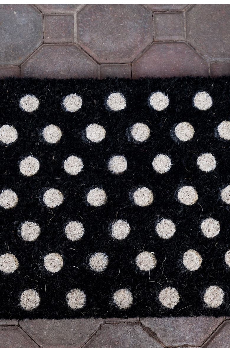 ENTRYWAYS White Polka Dots Handwoven Coir Doormat, Alternate, color,