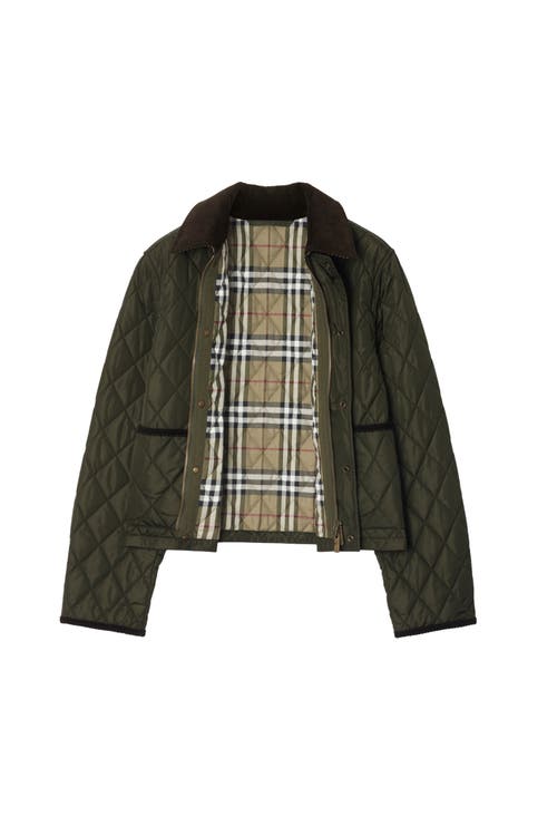 Shop Burberry Cropped Quilted Nylon Jacket In Shale/brush