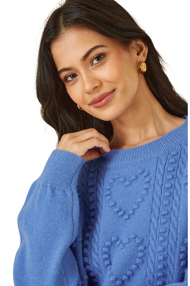 Heart Detail Relaxed Knit Sweater, Alternate, color, Blue