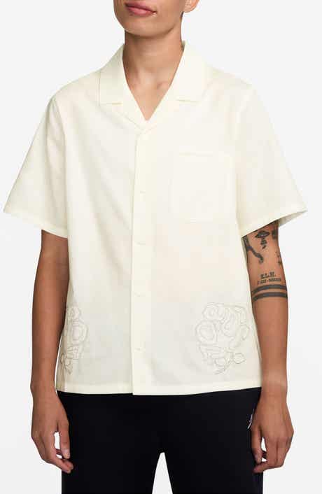 Jordan Rose Embroidered Cotton Camp Shirt