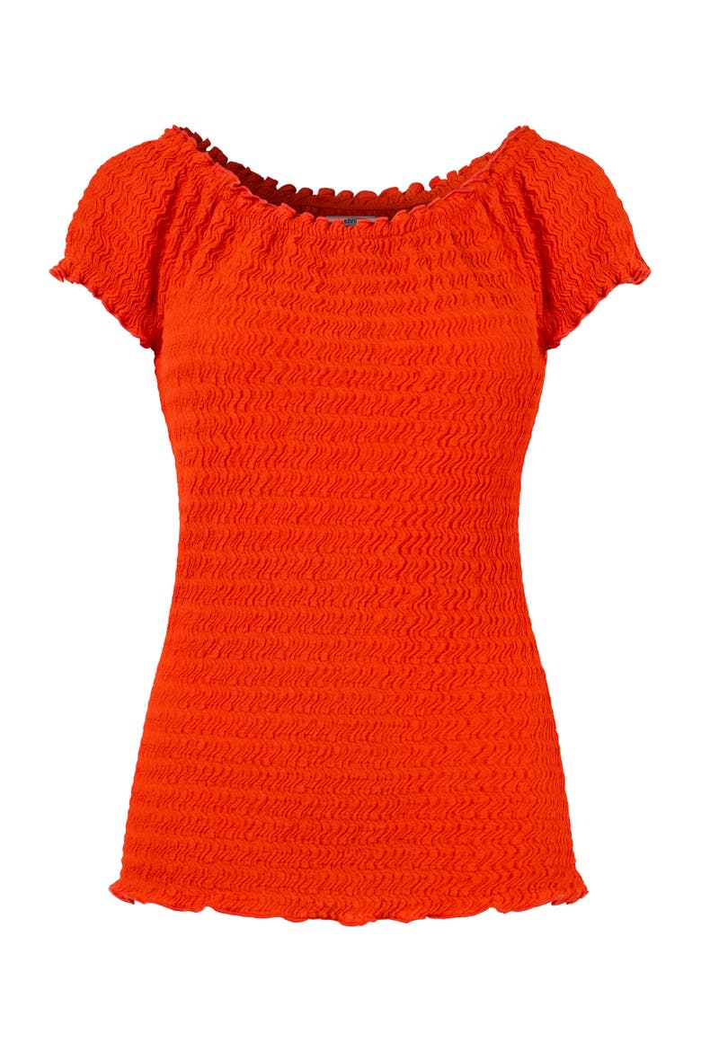 Stretchy Off The Shoulder Tee, Alternate, color, VIBRANT ORANGE