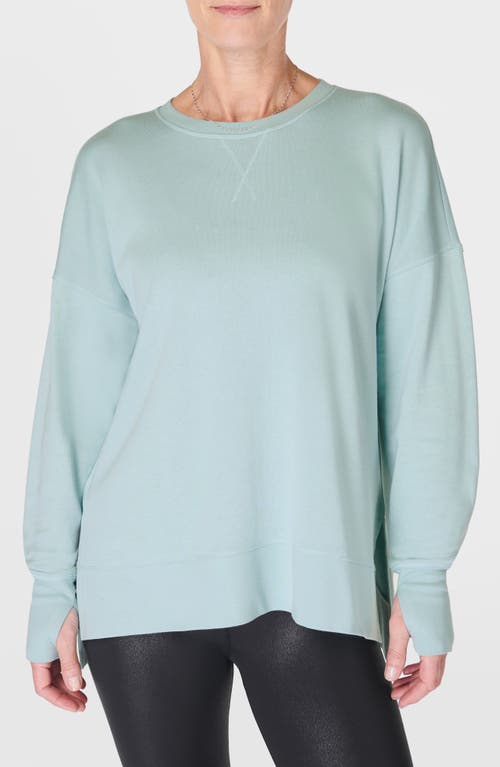 Sweaty Betty After Class Longline Sweatshirt In Muted Teal Blue