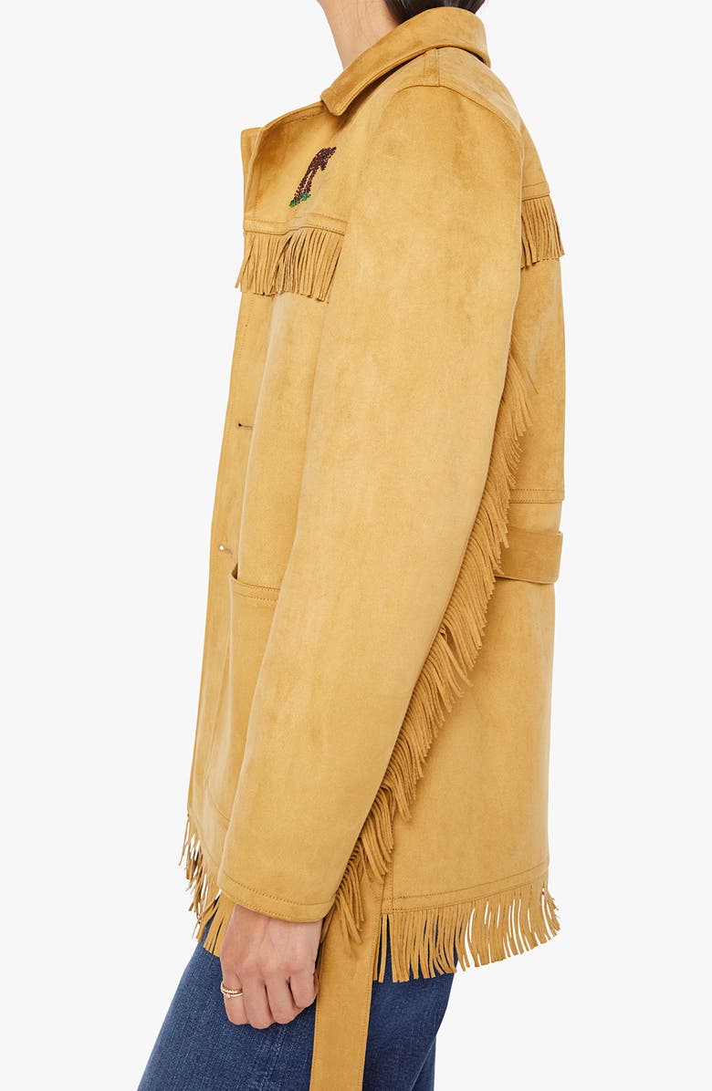 MOTHER The Roadside Fringe Faux Suede Jacket, Alternate, color, Oh Deer
