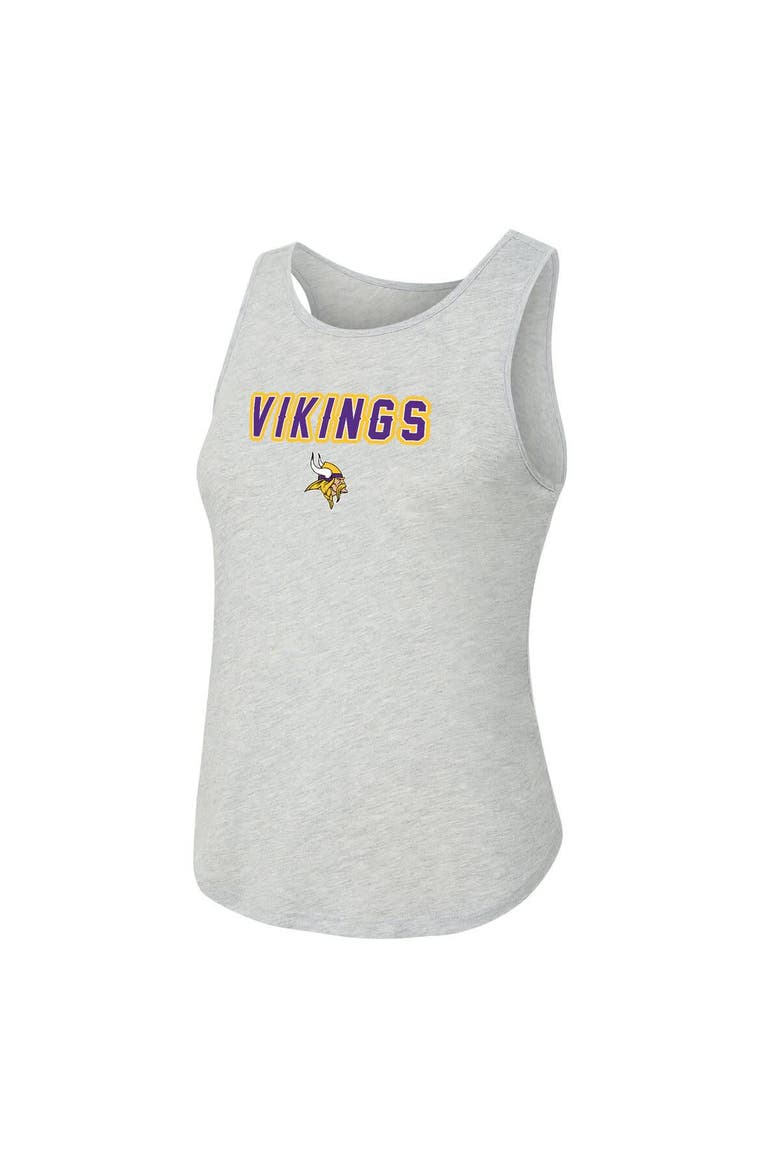 Women's Concepts Sport  Heather Gray/Purple Minnesota Vikings Regulate Plaid Tank Top & Pants Sleep Set, Alternate, color, Heather Gray