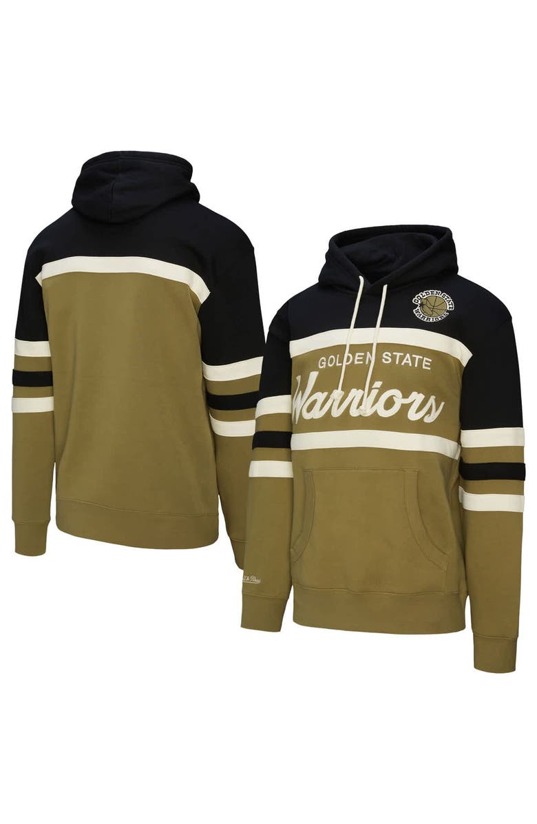Mitchell & Ness Men's Mitchell & Ness Olive/Black Golden State Warriors Double Clutch Head Coach Hoodie, Main, color, Olive