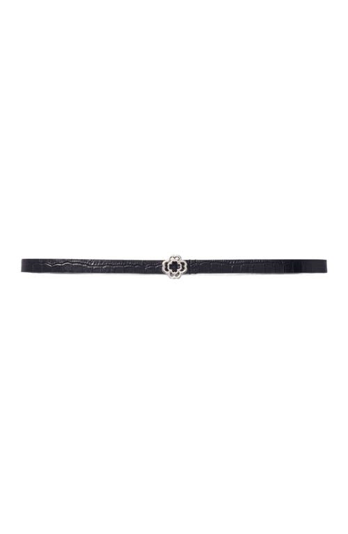 Maje Women's Mock Croc Embossed Leather Belt In Black