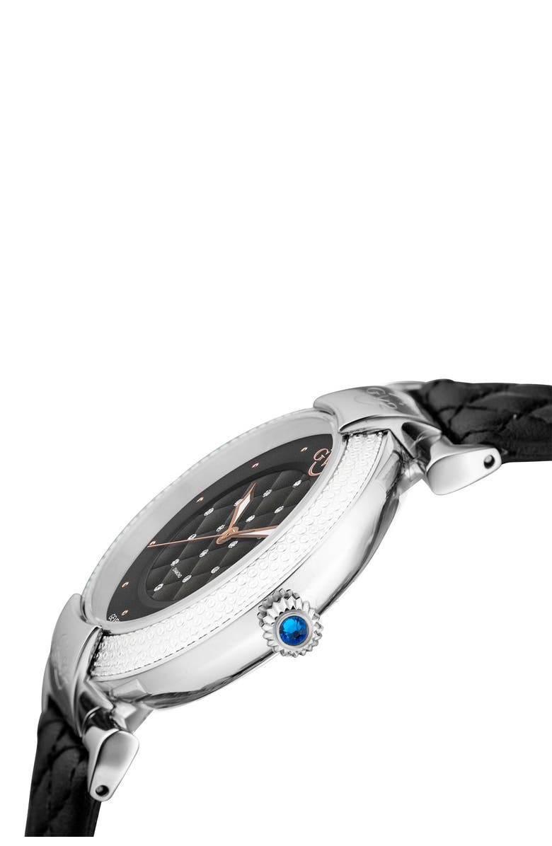 GV2 Women's Berletta Black Dial Black Vegan Quilted Strap Watch, 37mm - 0.0044 ctw, Alternate, color, 