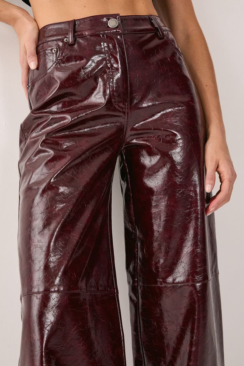 High Shine Faux Leather Slouch Pant, Alternate, color, Burgundy