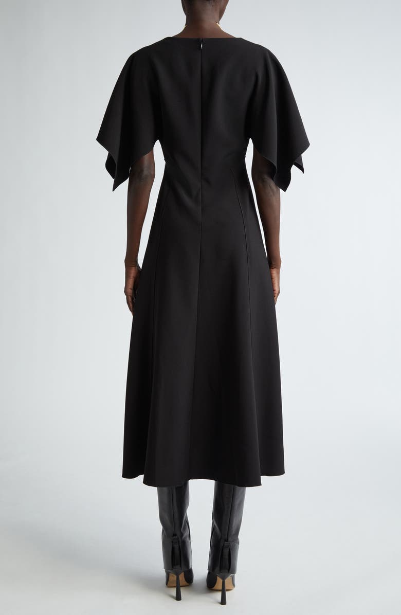 ST. JOHN Flutter Sleeve Stretch Cady Midi Dress, Alternate, color,