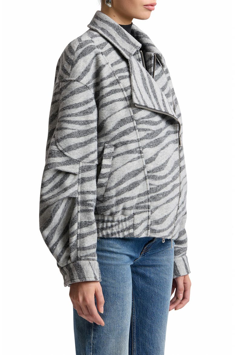 Zebra Jacquard Layered Bomber Jacket, Alternate, color, GREY ZEBRA