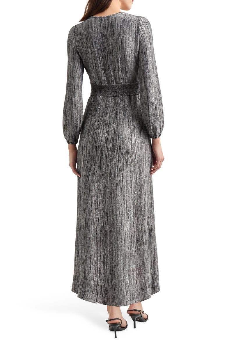 Misook Heritage Fit Long Sleeve Sweater Dress, Alternate, color, Black/Mink/Silver