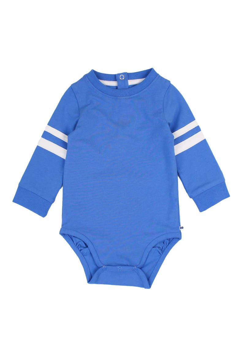 Baby Boys Racing Stripe Long Sleeve Bodysuit, Main, color, Sonic Blue