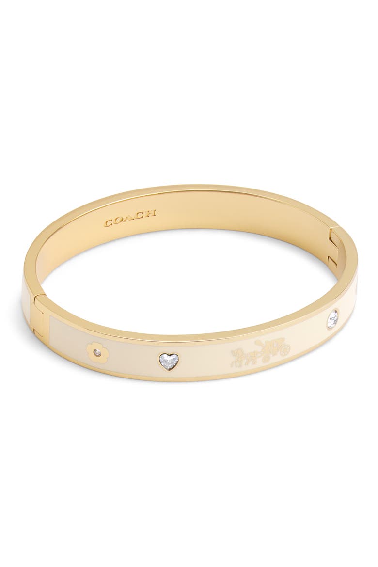 Enamel Bangle Bracelet, Alternate, color, WHITE/ GOLD