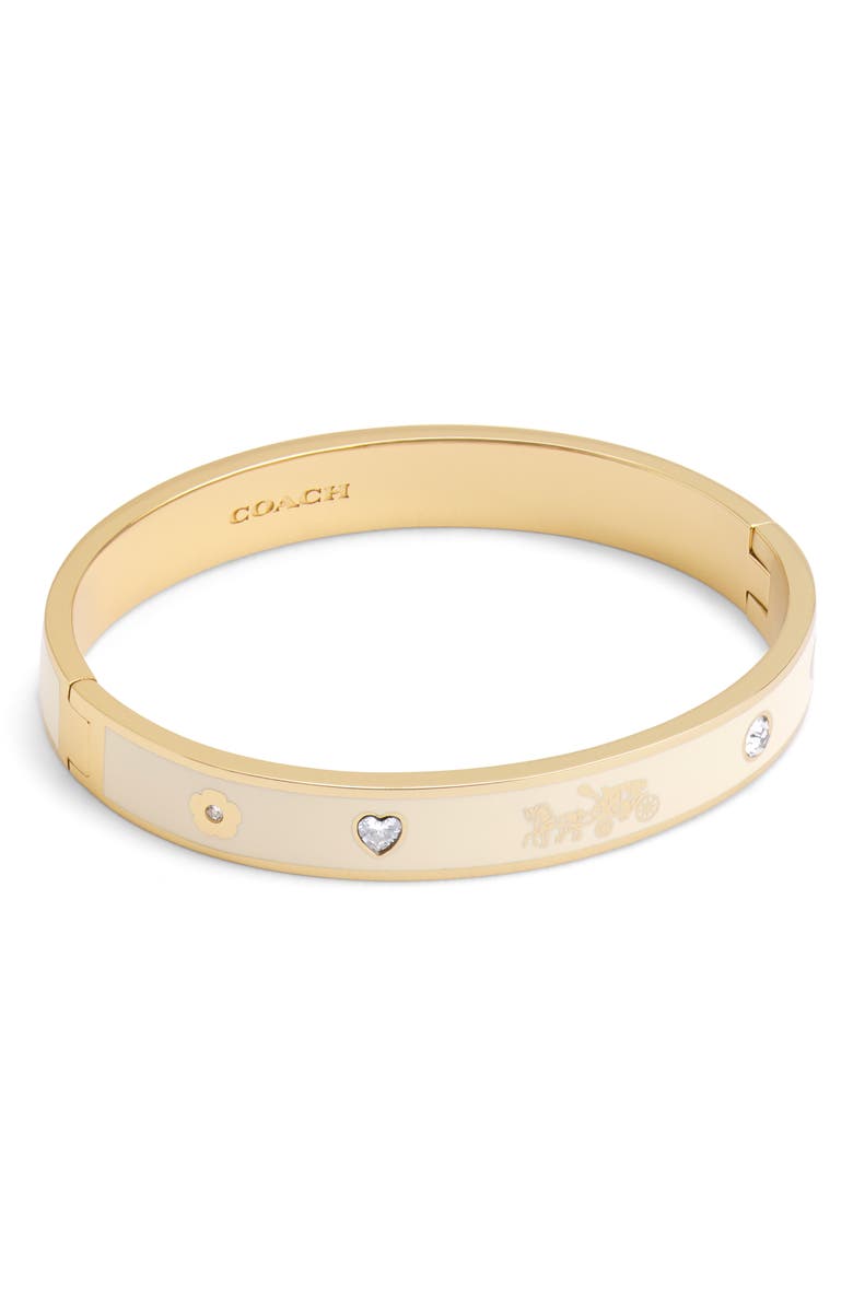 COACH Enamel Bangle Bracelet, Alternate, color, White/ Gold