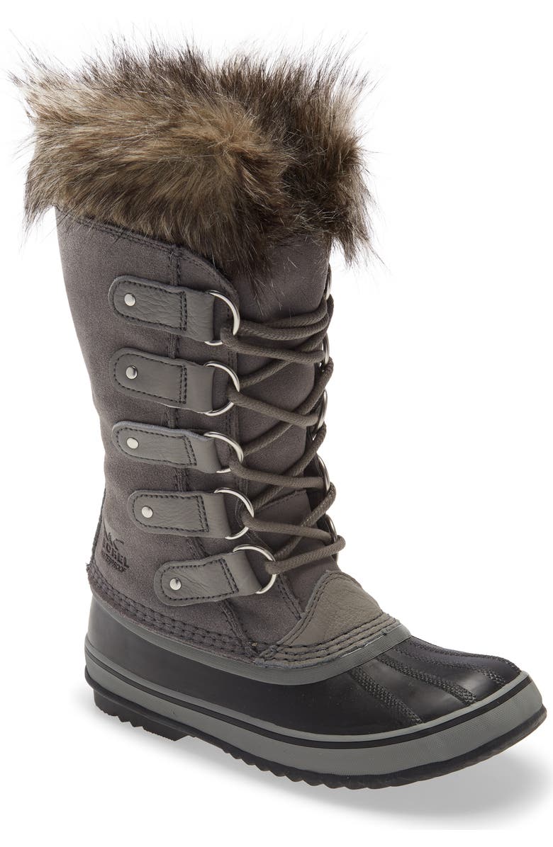 SOREL Joan of Arctic Faux Fur Waterproof Snow Boot, Main, color, Quarry/ Black
