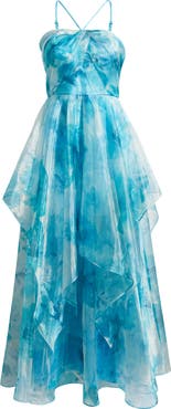 Eliza J Handkerchief Halter Evening Gown