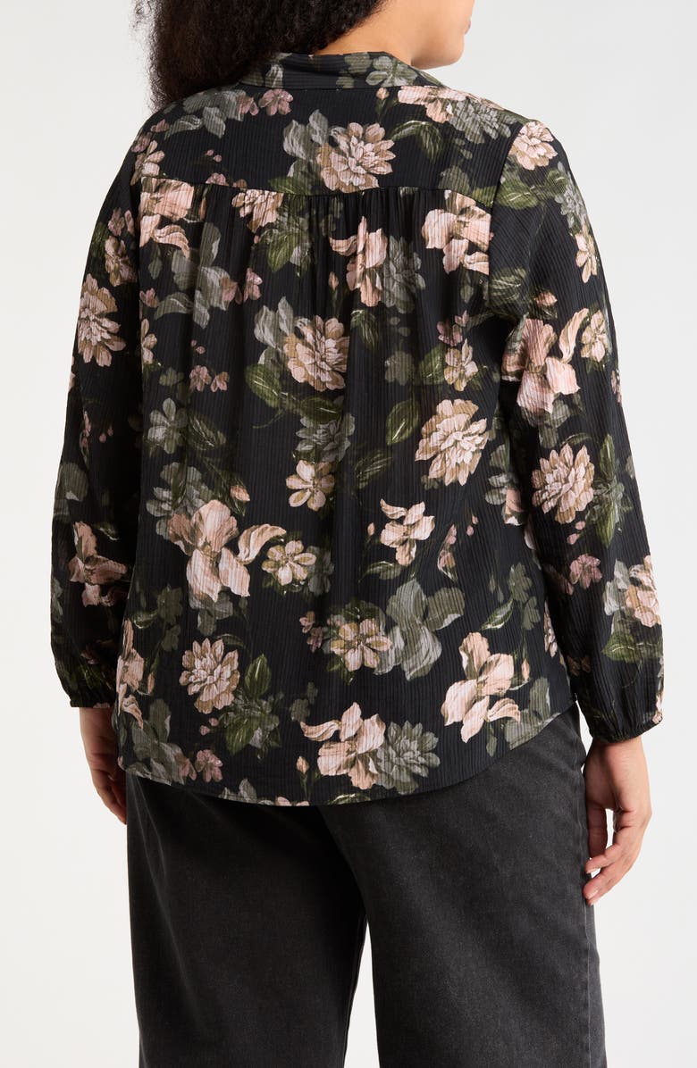 DR2 by Daniel Rainn Textured Split Neck Top, Alternate, color, Black