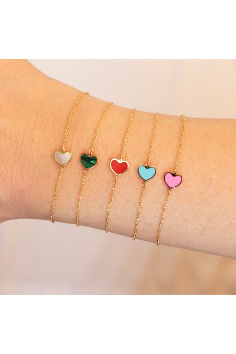 Mini Malachite Single Heart Bracelet, Alternate, color, Malachite