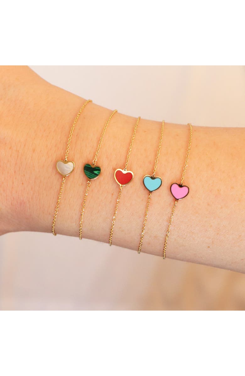 The Lovery Fine Jewelry Mini Turquoise Single Heart Bracelet, Alternate, color, Turquoise