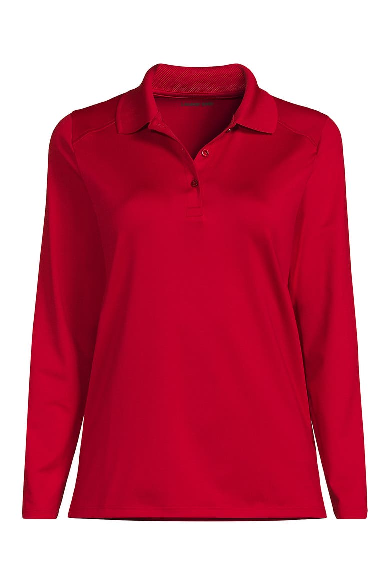 School Uniform  Long Sleeve Feminine Fit Rapid Dry Polo Shirt, Alternate, color, Red