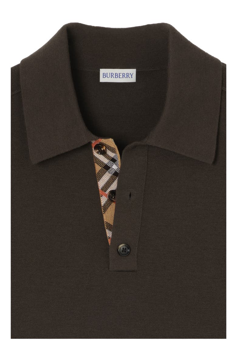 Long-sleeve Wool Polo Shirt, Alternate, color, Chocolate brown