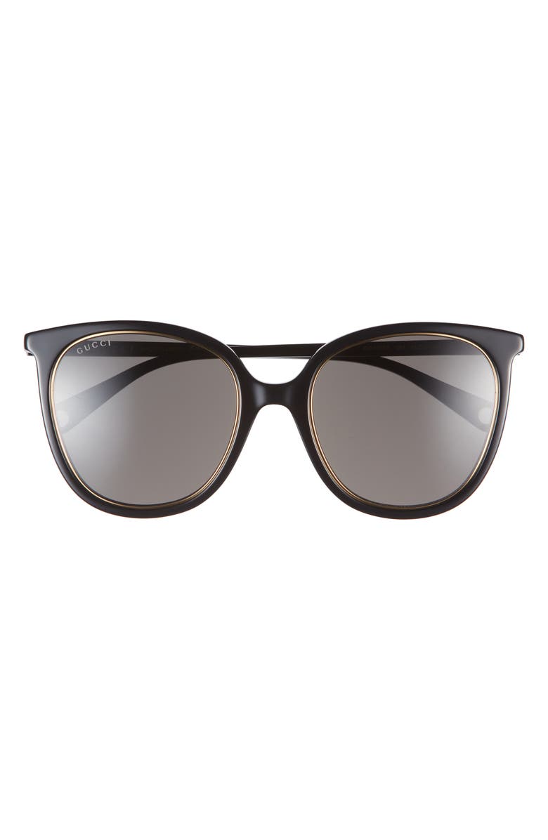Gucci 56mm Oval Sunglasses on a Chain, Main, color, Black Black Grey