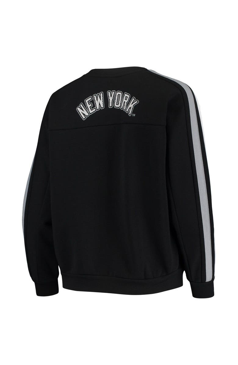 THE WILD COLLECTIVE Women's The Wild Collective Black New York Yankees Perforated Logo Pullover Sweatshirt, Alternate, color, 